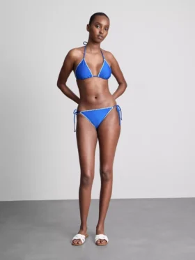 Stitch-detail triangle bikini top