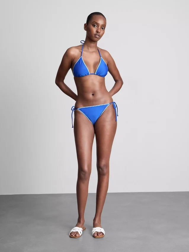 Stitch-detail triangle bikini top
