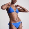 Stitch-detail triangle bikini top