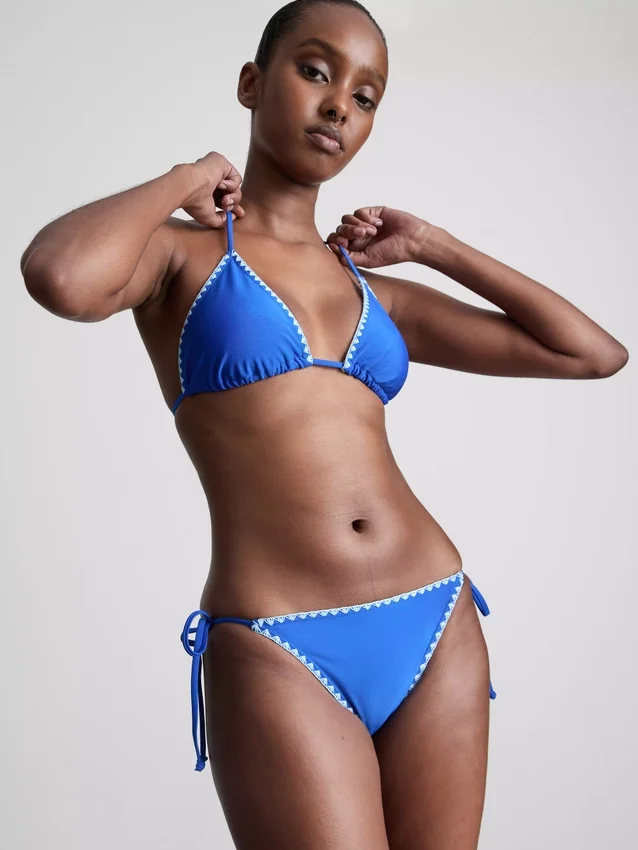 Stitch-detail triangle bikini top