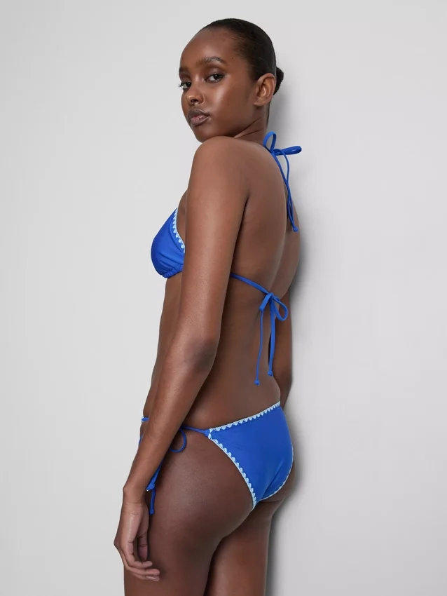 Stitch-detail triangle bikini top