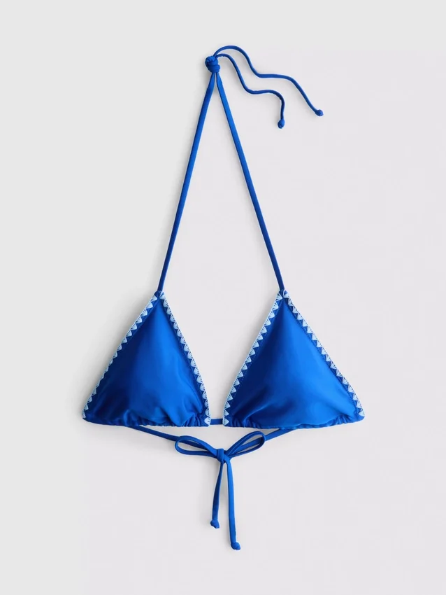 Stitch-detail triangle bikini top
