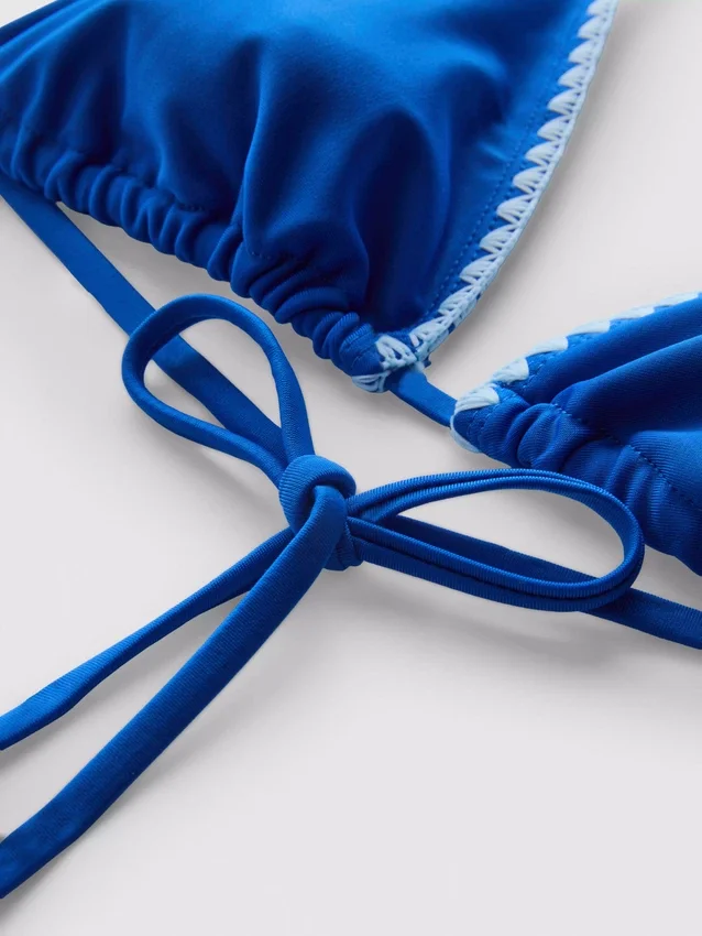 Stitch-detail triangle bikini top