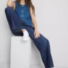 Straight-leg denim joggers