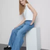 Straight-leg denim joggers