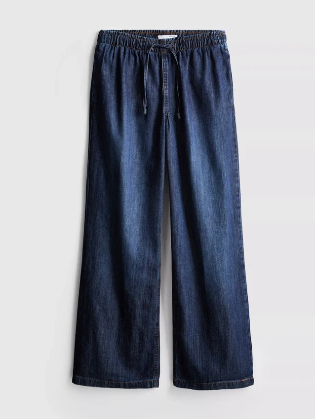 Straight-leg denim joggers