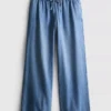 Straight-leg denim joggers