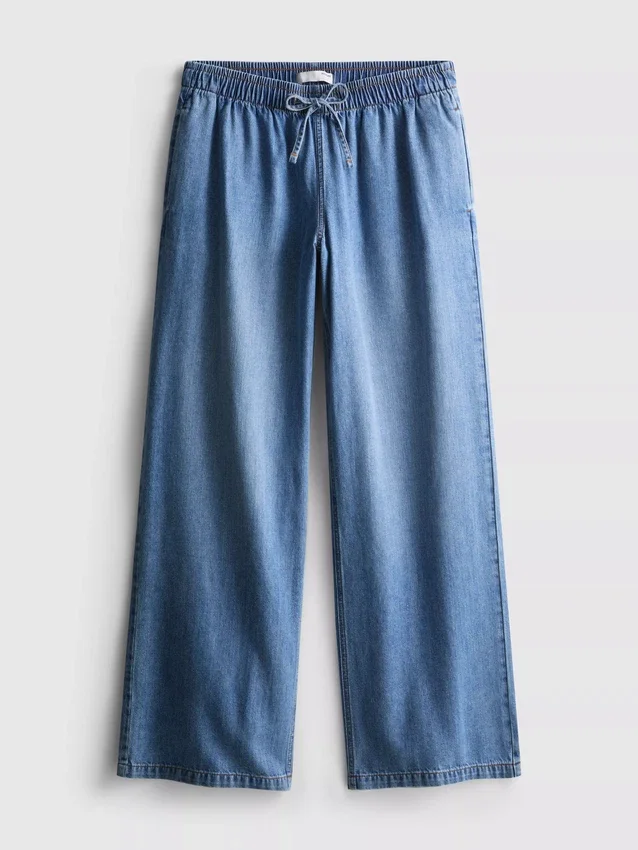 Straight-leg denim joggers