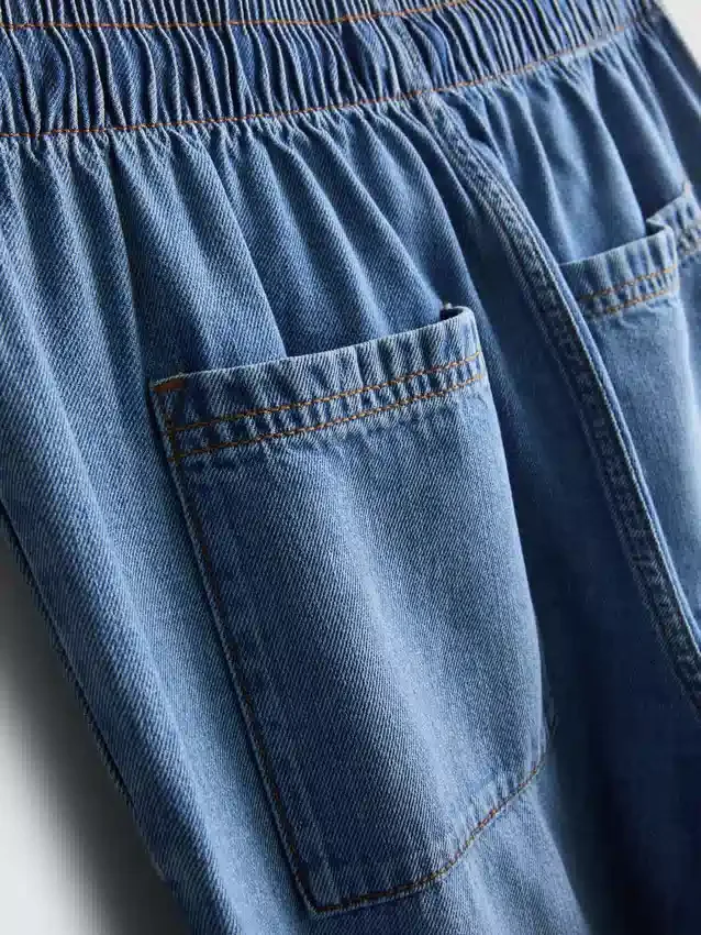 Straight-leg denim joggers