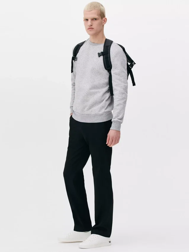 Straight leg twill pants