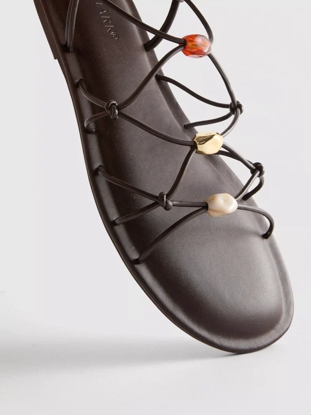 Strappy beaded sandals