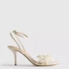 Strappy crochet flower heeled sandals