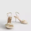Strappy crochet flower heeled sandals
