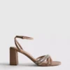 Strappy rhinestone heeled sandals