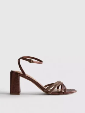Strappy rhinestone heeled sandals