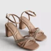 Strappy rhinestone heeled sandals