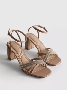Strappy rhinestone heeled sandals