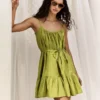 Strappy ruffle poplin mini dress