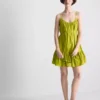 Strappy ruffle poplin mini dress