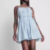 Strappy ruffle poplin mini dress