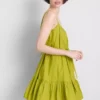 Strappy ruffle poplin mini dress