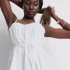 Strappy ruffle poplin mini dress