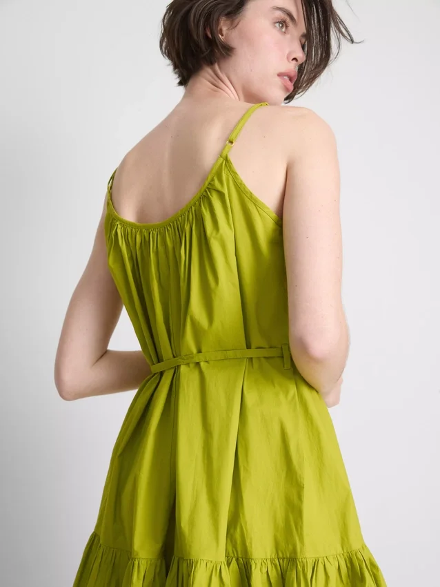 Strappy ruffle poplin mini dress