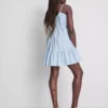 Strappy ruffle poplin mini dress