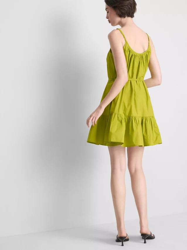 Strappy ruffle poplin mini dress