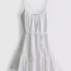 Strappy ruffle poplin mini dress