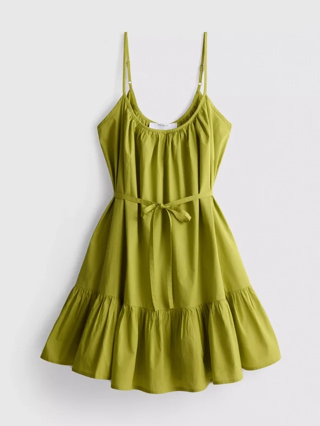 Strappy ruffle poplin mini dress