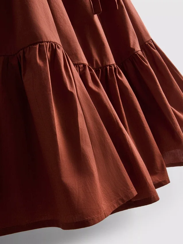 Strappy ruffle poplin mini dress