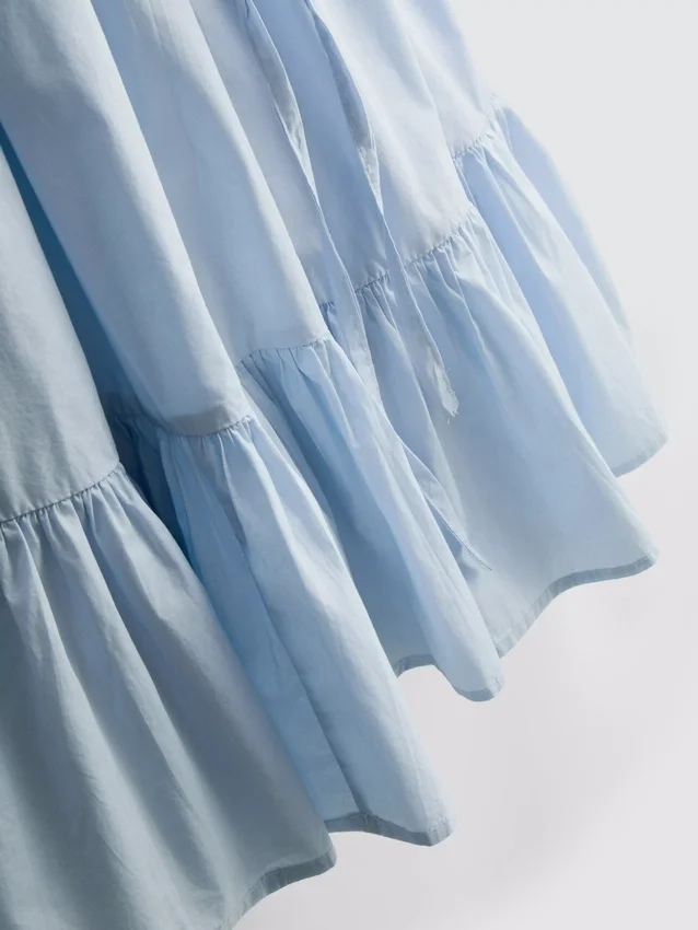 Strappy ruffle poplin mini dress