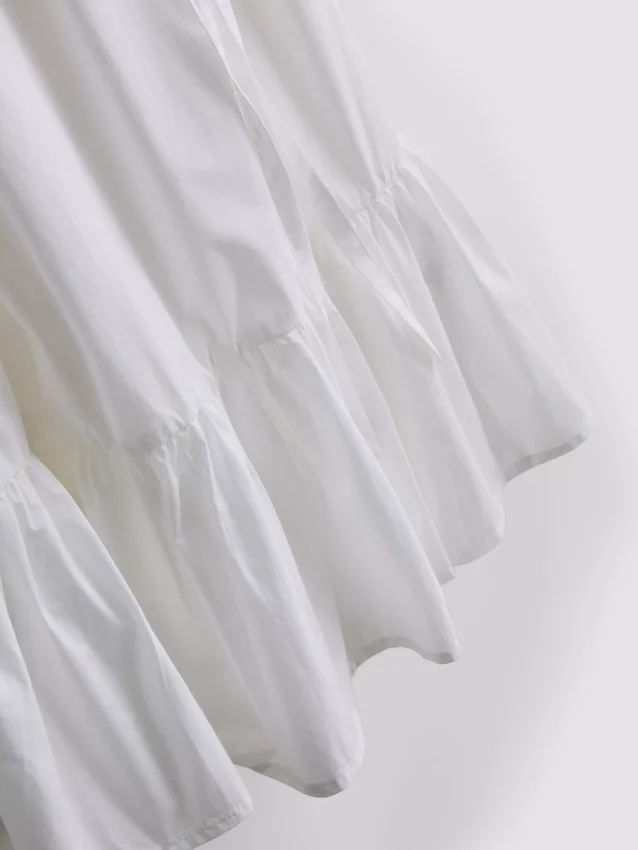Strappy ruffle poplin mini dress