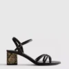 Strappy woven block heel sandals