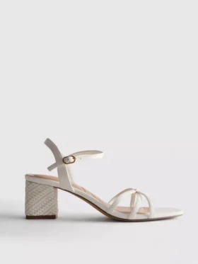 Strappy woven block heel sandals