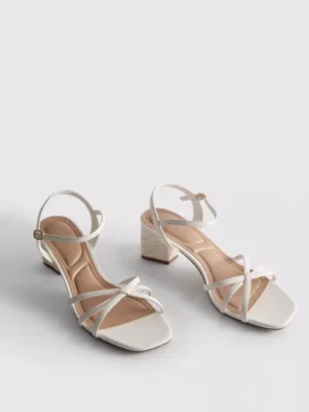 Strappy woven block heel sandals