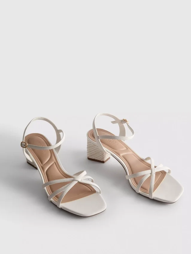 Strappy woven block heel sandals