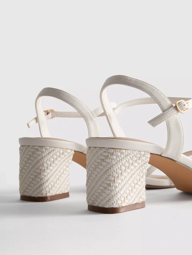 Strappy woven block heel sandals