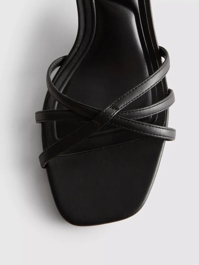 Strappy woven block heel sandals
