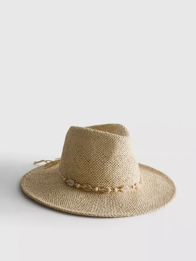 Straw trim beach hat