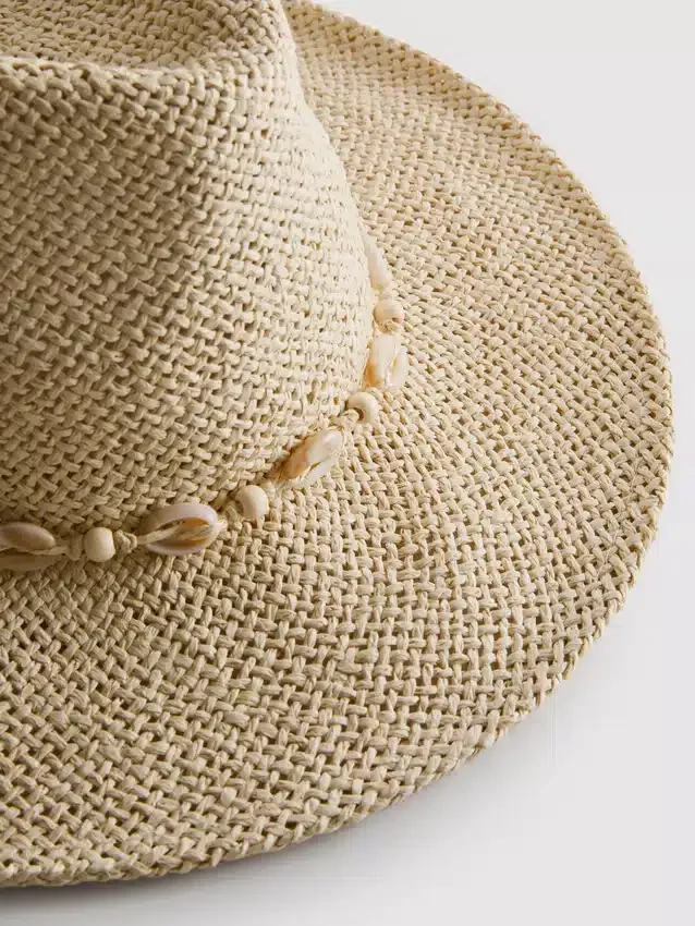Straw trim beach hat