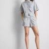 Stripe high-waisted oxford shorts