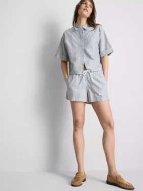 Stripe high-waisted oxford shorts