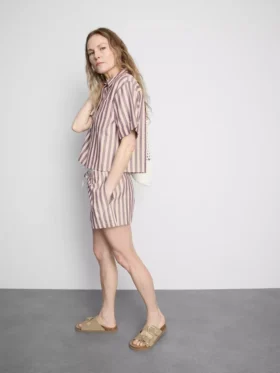 Stripe high-waisted oxford shorts