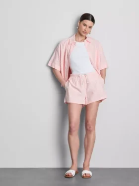 Stripe high-waisted oxford shorts
