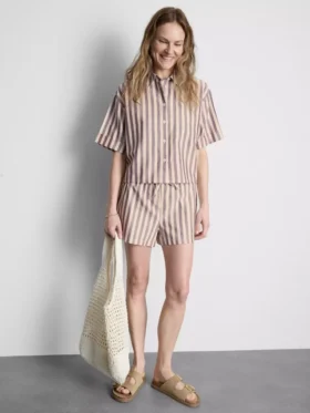 Stripe high-waisted oxford shorts