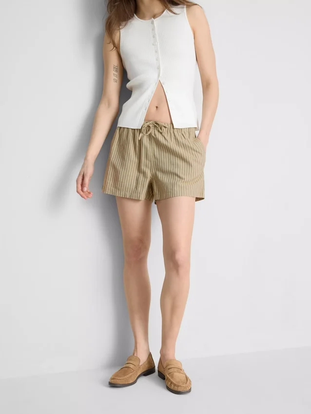 Stripe high-waisted oxford shorts