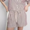 Stripe high-waisted oxford shorts