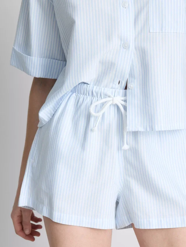 Stripe high-waisted oxford shorts